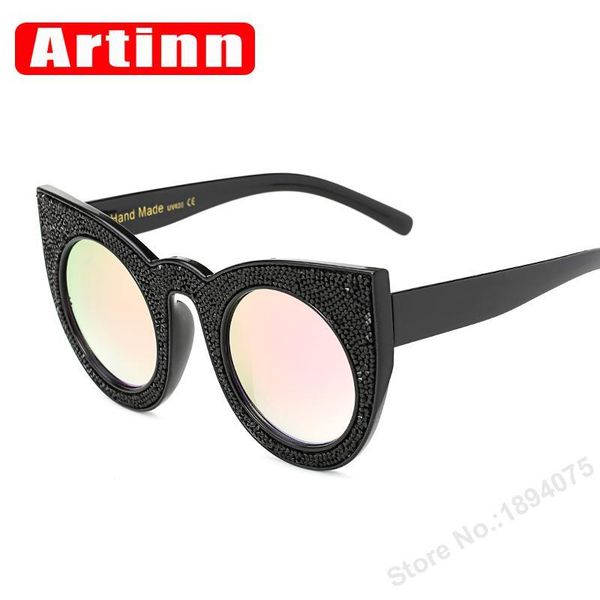 

sunglasses luxury fashion round women brand designer 2021 crystal shades retro rhinestone sun glasses 997259y, White;black