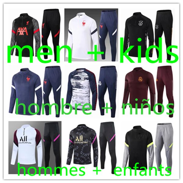 

kids + mens men s 2020 2021 football training suits tracksuit kit survetement foot soccer chandal futbol chánda designers tracksuits, Black