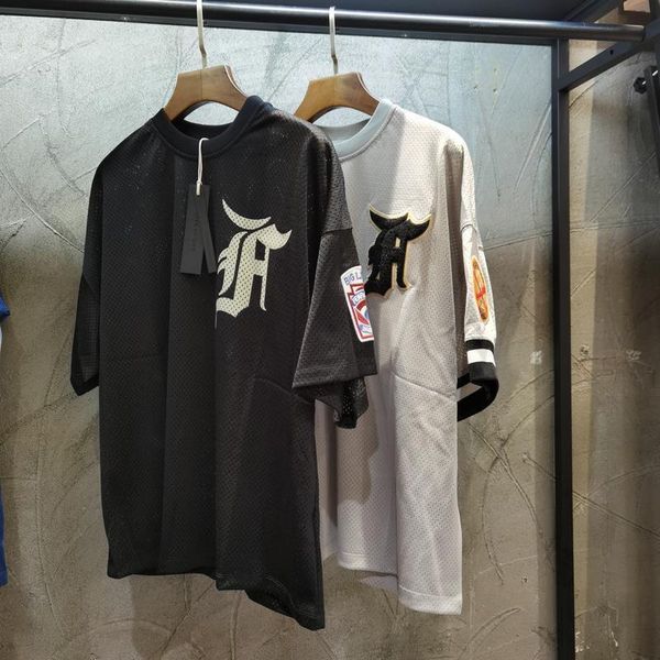 

джастин bieber beversize tops guam essentials с коротким рукавом футболки сезон 5-й сетчатой ​​футболкой вышитый значок уличной одежды, White;black