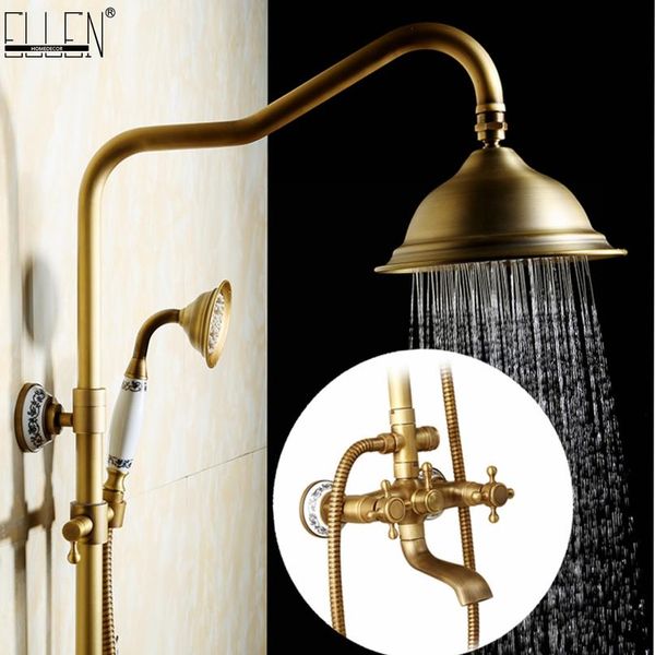 

antique rain shower faucets set with hand brass wall mounted shower mixer for bathroom bath luxury rainfall shower set wmtuzy