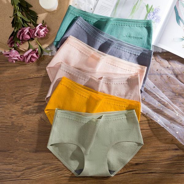 

women's panties 3pcs women seamless cotton briefs antibacterial underwear fashion lingerie comfort mid-rise underpants female intimates, Black;pink