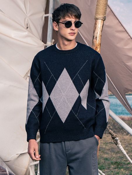 

men argyle pattern sweater d7w1#, White;black