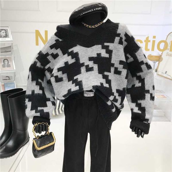

plover sweater women's autumn/winter 2020 new wear loose, gentle and lazy wind pullover retro japanese sweater, White;black