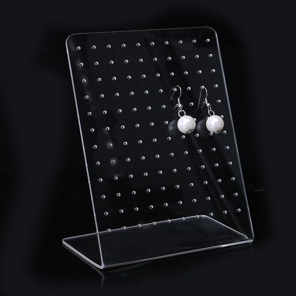 

2pcs transparent type jewelry holder organizer earrings ear studs display stand showcase jewelry display rack for women, Pink;blue
