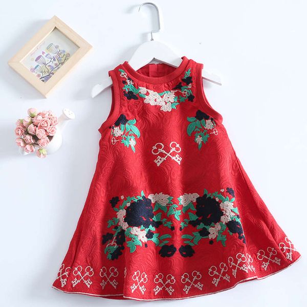 

and products in autumn children's new winter 2020 chine embroidered red foreign sle little girl's skirt spring drs, Red;yellow