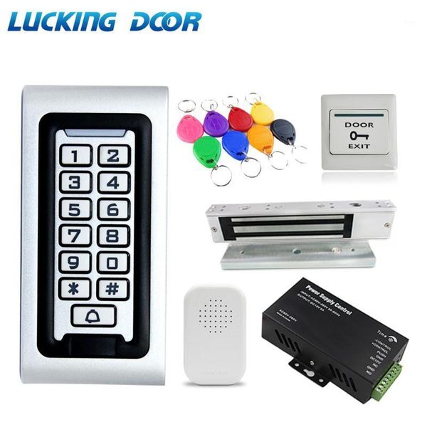 

ip67 waterproof backlight rfid door access control kit electric lock +door exit switch+ power supply standalone access control1