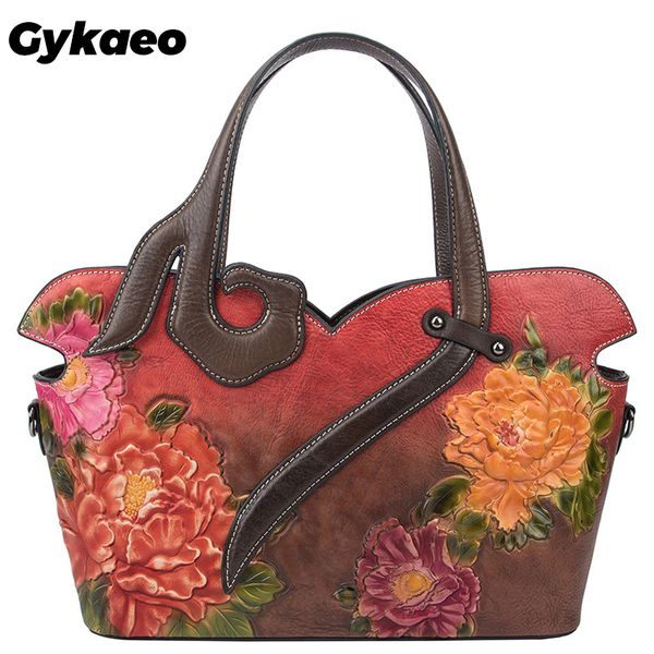 

gykaeo 2020 european and american style women's floral genuine leather bags women cowhide tote bag ladies shopping shoulder bags c0121