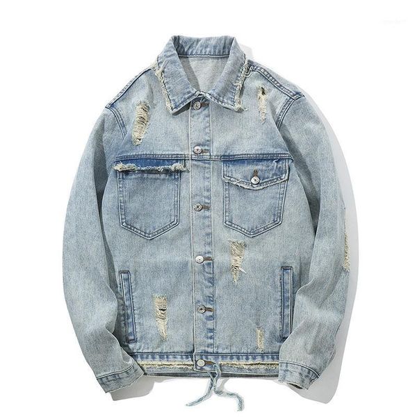 

men's jackets vintage clothing denim jacket men broken hole coat gothic punk rave jeans and coats outerwear chaquetas para hombre1, Black;brown