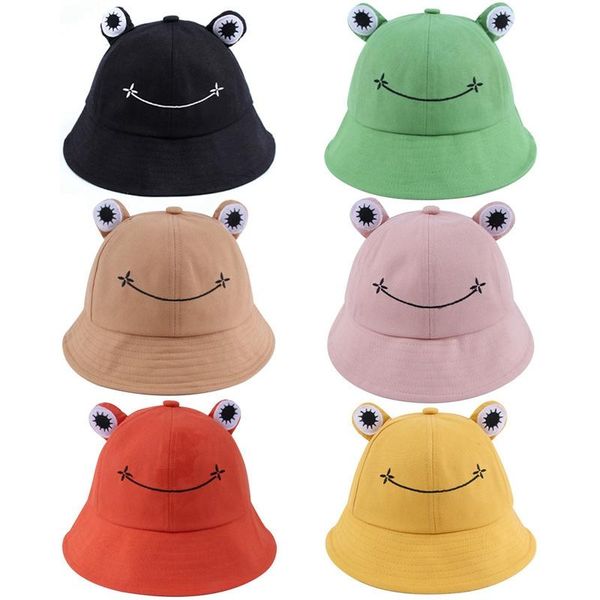 

small fresh frog bucket hat for women summer autumn plain women outdoor hiking beach fishing cap sunscreen female sunhat, Blue;gray