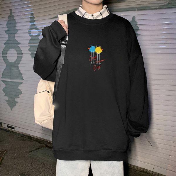 

2021 new privathinker autumn winter men's o-neck sweatshirts korean streetwear woman casual oversized hoodies graphic printed hoodie i9, Black