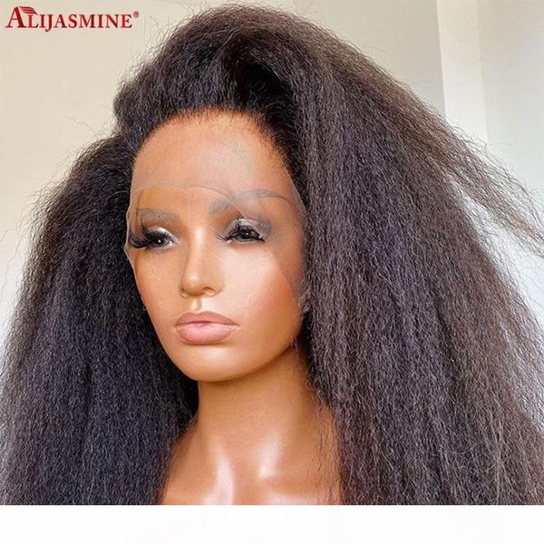 

2020 new arrival middle part light yaki straight human hair wigs for women brazilian remy lace front human hair wigs pre plucked, Black;brown