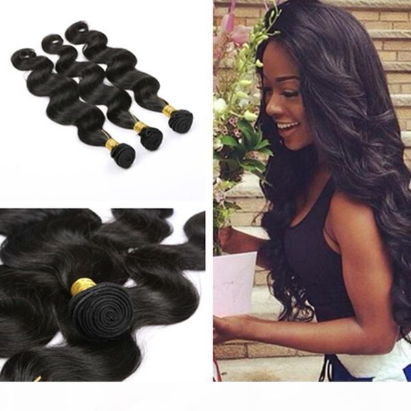 

brazilian human hair weaves unprocessed hair bundlesbody wave hair extensions, Black;brown