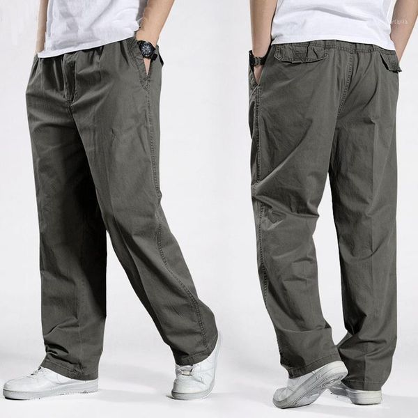

men's tactical pants 2020 pendant pure color cotton loose thin breathable overalls large size sports jogging casual trousers 6xl1, Black