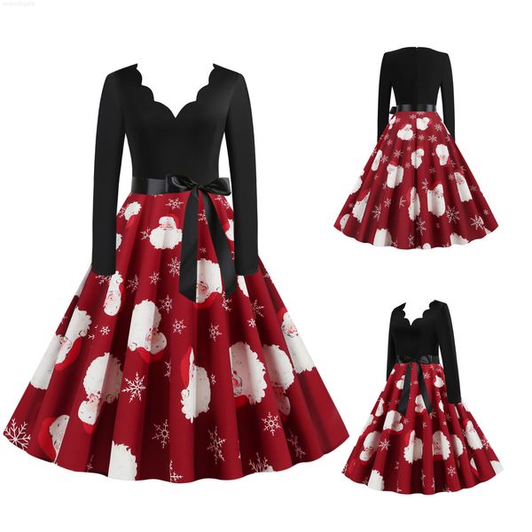 

long sleeve rock & roll floral party print dress (female 8199, White