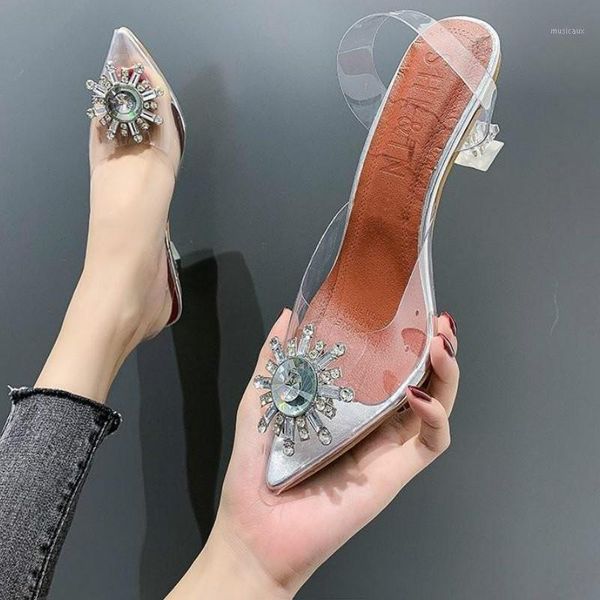 

luxury women pumps 2020 transparent high heels pointed toe slip-on wedding party brand fashion shoes for lady size 34-391, Black