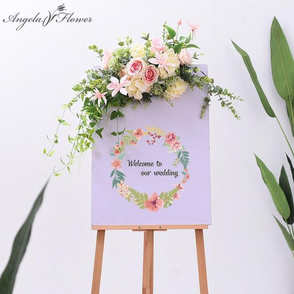 

decorative flowers & wreaths diy wedding props welcome card el water sign creative floral decor road lead flores artificial flower wall ball