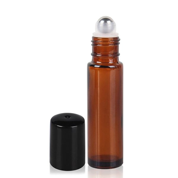 Venda quente roll âmbar portátil em garrafas de rolo 10ml para óleos essenciais recipientes de desodorante de garrafa de perfume