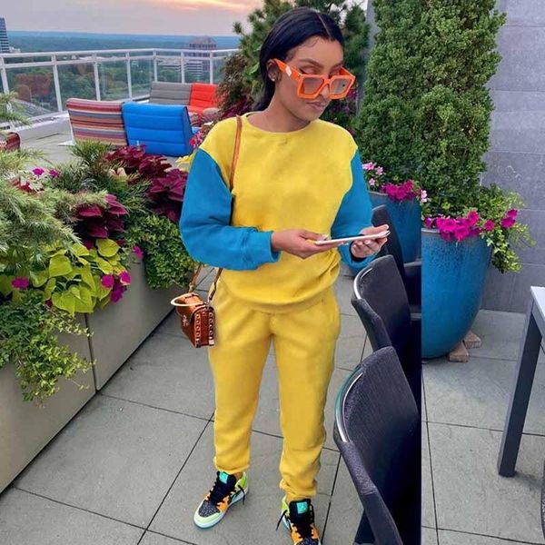 

autumn winter 2 piece tracksuit women set sportswear thick warm sweatpants and sweatshirt set casual two piece joggers women, Gray