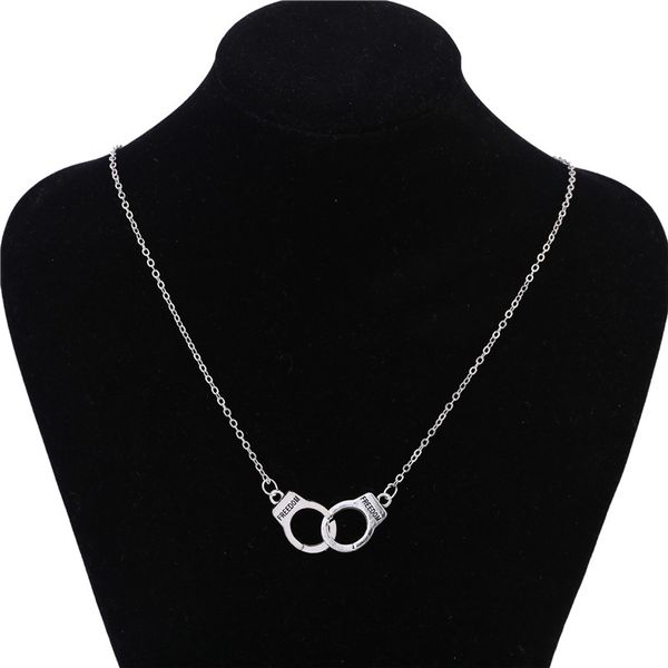 

silver alloy handcuffs charm pendant necklace women lover valentine's day gifts fashion jewelry dhl ing