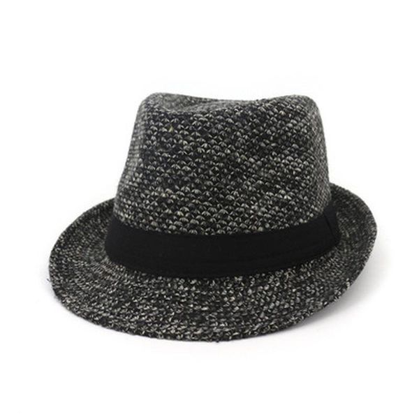 

wide brim hats men fedora panama with band ribbon belt autumn winter women striped plaid gentlemen british style black, Blue;gray