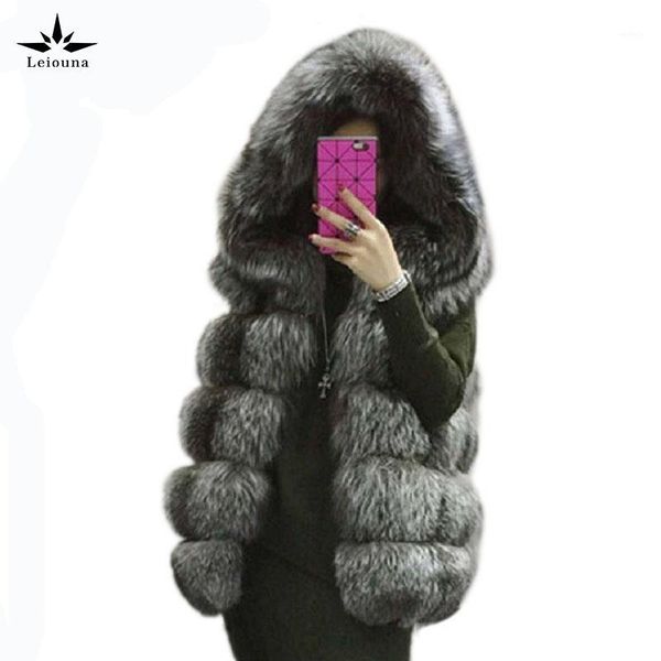 

leiouna long 2020 fur coats for femal winter coat plus size women casual jacket fashion furry faux mink1, Black