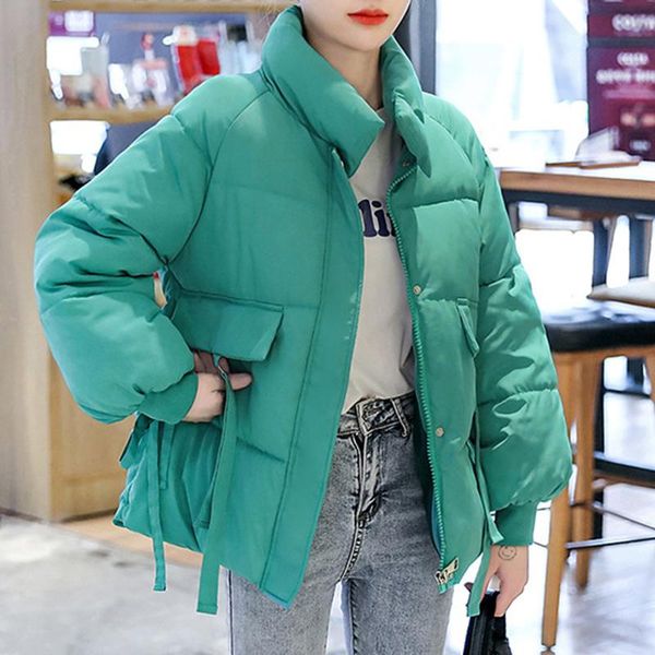 

2020 winter jacket women solid turtleneck thicken loose parka coat fashion long sleeve casual winter clothing women outwear new, Black
