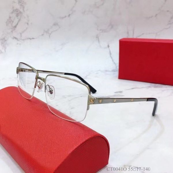 

eyeglasses frame transparent clear lens 0041 latest fashion glasses frame retro oculos de grau men and women with case, Silver