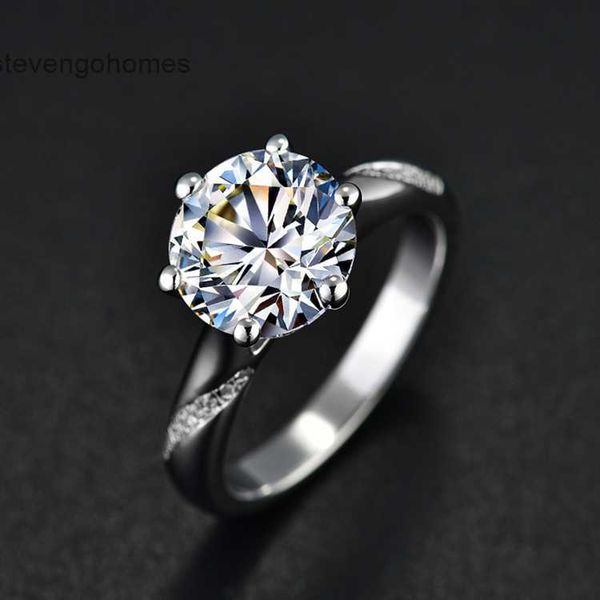 

simple runxin imitation mosang diamond for women's versatile zircon micro inlaid index finger ring live broadcast channeling six claw, Silver
