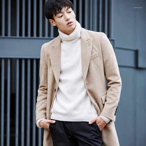 

gxg mens fashion long wool coat male coat woolen #648260291, Black