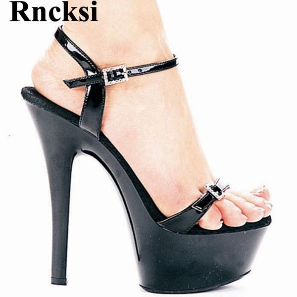 

sandals rncksi women straps wedding party dress 15cm high heels black platform night club pole dance girl's