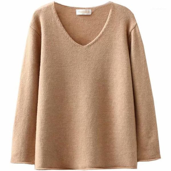 

plus size casual essential sweaters 2019 autumn women fashion loose long sleeve cashmere knitting pullovers k1-h04951, White;black