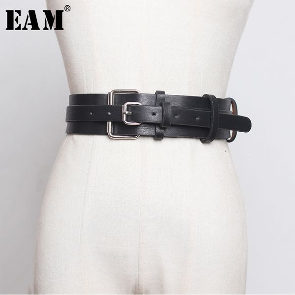

eam] pu leather multicolor buckle long wide belt personality women new fashion tide all-match spring autumn 1d804 y200520, Black;brown