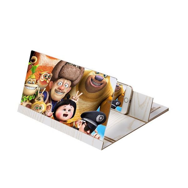 

12 inch screen magnifier 3d hd video amplifier deskfolding wood mobile phone holder