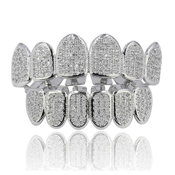 

24k gold plated hip hop grillz and bottom grills for mouth teeth 2 extra molding wmtxdz hat7890, Black