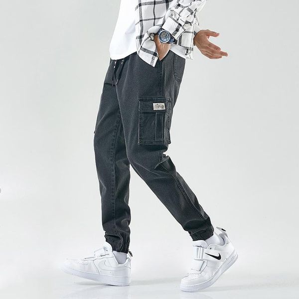 

men's pants oversized 8xl jeans loose and breathable sports work, Black