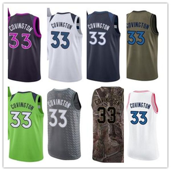 

custom 2021 timberwolve style jerseys black white green army green 33 robert covington basketball jersey ing, Black;red