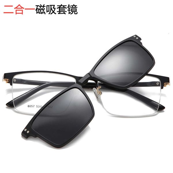 

2020 sunglasses half polarized frame metal magnetic sleeve sunglasses can be equipped with spectacle clip, White;black