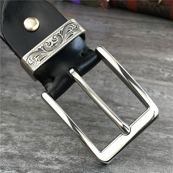 

men's stainless steel buckle super-thick luxury belts genuine reapply male leather belt sbt0006 d9b9, Black;brown