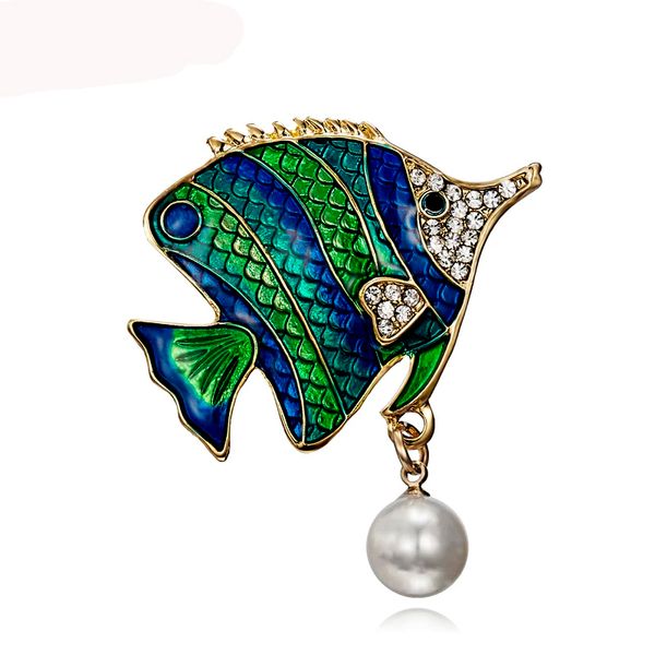 

swimming fish brooch green enamel tropical fish brooch pins men suit corsage for women girls shirt collar dress brooch, Gray