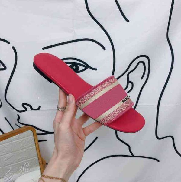 

women designer leather sandals summer flat slipper fashion beach woman big head rainbow letters slippers with box, Black