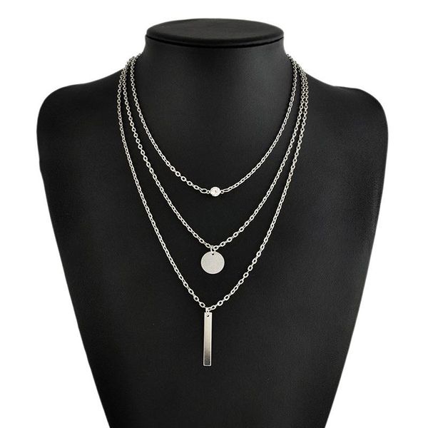 

2021 new fashion european gold silver plated women jewelry collar multi layers bar coin necklace clavicle chains