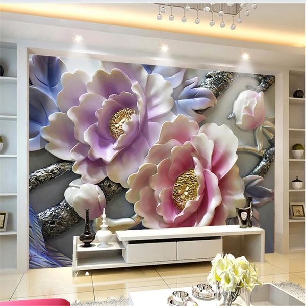 

beautiful scenery wallpapers 3d peony relief background wall relief flower wallpapers decorative painting background wall