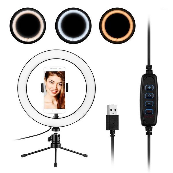 

flash heads 10inch led ring light pography fill-in lamp with phone holder mini desktripod for live video recording broadcast makeup1