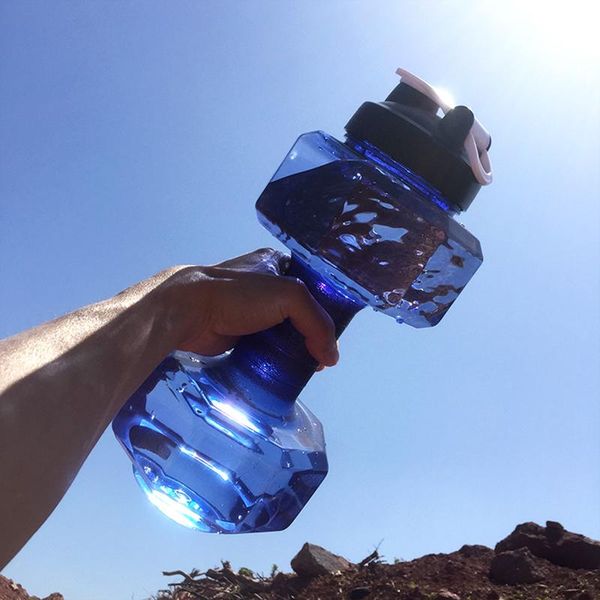 

dumbbells 2.2l plastic big large capacity gym sports water outdoor fitness bicycle bike camping cycling bottle for men