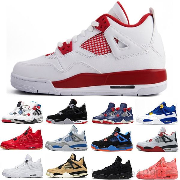 

new 4s men basketballs shoes 4 fire red university blue pine green white cement lemon venom womens trainers sports sneakers yujd, Black