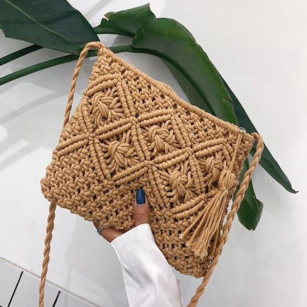 

tassel hand cover messenger сумка хлопковая веревка из хлопчатобумажной резьбы мешок диагональ назад один плечо рука сплетена