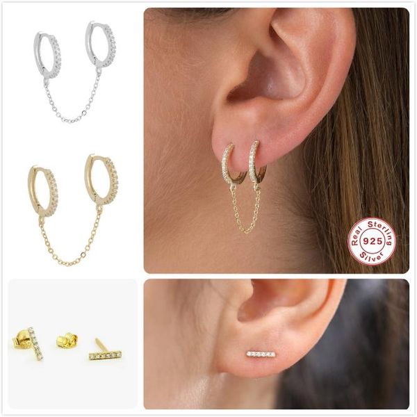 

серьги стерлингового серебра 925 для женщин gold zircon hoop hoop серьги девушка хрящевая ушная кость серьги женские длинные кисточки aretes, Golden;silver