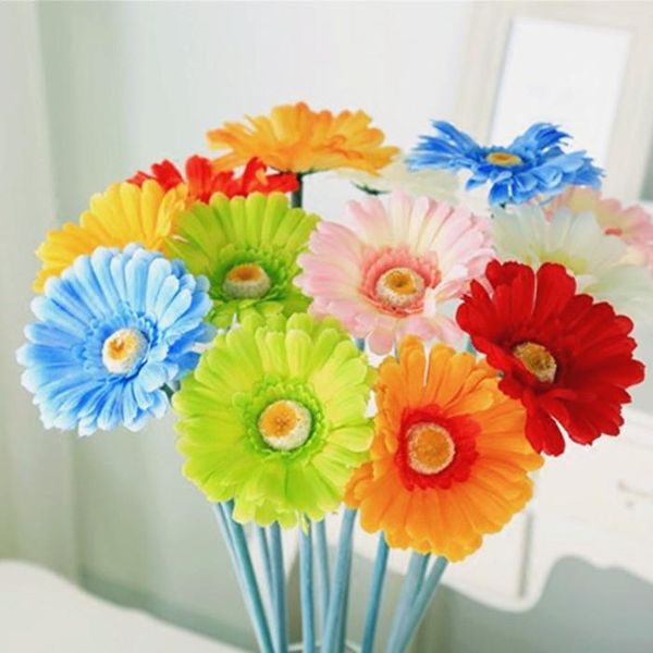 

5 pcs real touch latex silk artificial fake plastic daisy chrysanthemum flowers sun chrysanthemum,sunflower, simulation gerber