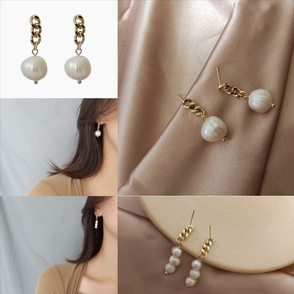 

txj high pendant square polished earrings women jewelry four-leaf sier earring pattern flower ing earrings stud stainless steel, Golden