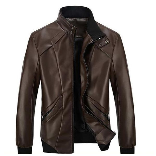 

new fashion men's leather jacket men leather bomber biker leather jackets for men skin jacket coat ing, Black